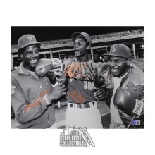 Mike Tyson, Dwight Gooden, Darryl Strawberry Autographed Black & White 11x14 Photo - BAS
