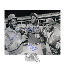 Mike Tyson, Dwight Gooden, Darryl Strawberry Autographed Black & White 16x20 Photo - BAS