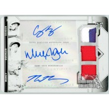 Corey Seager Walker Buehler Max Muncy 2021 Topps Triple Threads Patch Autograph Printing Plate Card #ARC-SBM 1/1