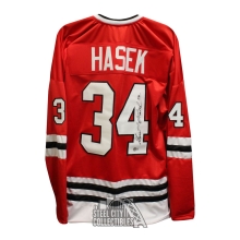 Dominik Hasek Autographed Chicago Custom Red Hockey Jerey - BAS