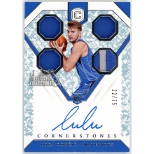 Luka Doncic 2018-19 Panini Cornerstones Quad Rookie Patch Autograph Card #153 22/75
