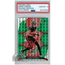 Drake London 2022 Panini Mosaic Green Autograph Rookie Card #312 PSA/DNA 10 (Red Ink)