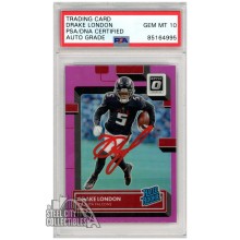 Drake London Autograph 2022 Panini Optic Pink Autograph Rookie Card #207 PSA/DNA 10 (Red)