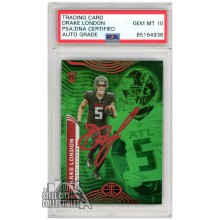 Drake London 2022 Panini Illusions Green Autograph Rookie Card #6 PSA/DNA 10 (Red)