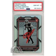 Drake London 2022 Panini Prizm Silver Variation Autograph Rookie Card #308 PSA/DNA 10 (Red)
