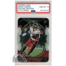 Drake London 2022 Panini Select Concourse Black Red Die-Cut Autograph Rookie Card #35 PSA/DNA 10 (Red)