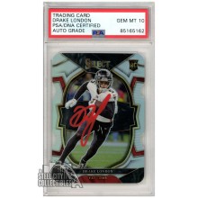 Drake London 2022 Panini Select Concourse Silver Die-Cut Autograph Rookie Card #35 PSA/DNA 10 (Red)