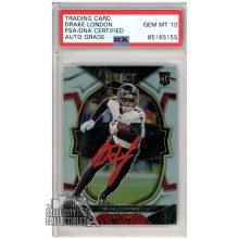Drake London 2022 Panini Select Concourse Silver Autograph Rookie Card #35 PSA/DNA 10 (Red)
