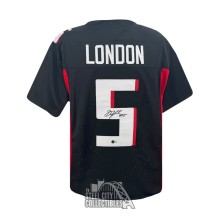Drake London Autographed Atlanta Custom Black Football Jersey- BAS