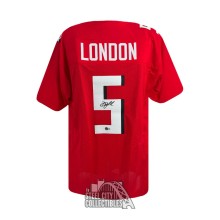 Drake London Autographed Atlanta Custom Red Football Jersey - BAS