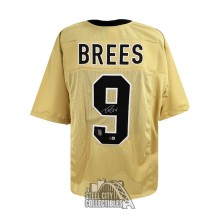 Drew Brees Autographed New Orleans Custom Gold Football Jersey - BAS