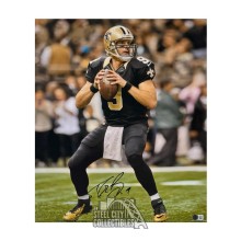 Drew Brees Autographed New Orleans Saints 16x20 Football Photo - BAS (Drop Back)