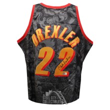 Clyde Drexler Autographed Portland Mitchell & Ness Black XL Basketball Jersey - BAS