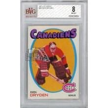 Ken Dryden 1971-72 Topps Hockey Rookie Card #45 BVG 8
