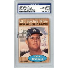 Don Drysdale 1962 Topps Autograph Card #398 PSA/DNA