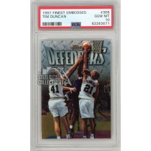 Tim Duncan 1997-98 Topps Finest Basketball Embossed Rookie Card #306 PSA 10