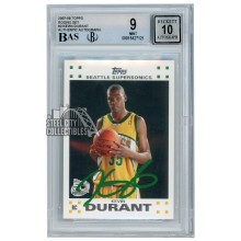 Kevin Durant 2007-08 Topps Rookie Set Autograph Card #2 BGS 9 BAS 10 (Green)