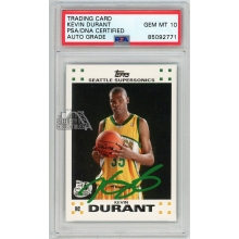 Kevin Durant 2007-08 Topps White Autograph Rookie Card #2 PSA/DNA 10 (Green)