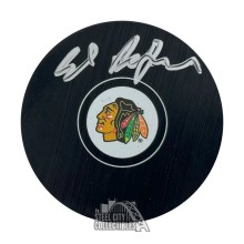 Ed Belfour Autographed Chicago Blackhawks Logo Hockey Puck - BAS