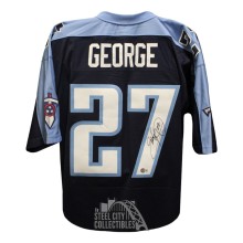 Eddie George Autographed Tennessee Mitchell & Ness Navy Football Jersey - BAS (XL)