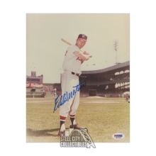 Eddie Matthews Autographed Milwaukee Braves 8x10 Photo - PSA/DNA (Standing)
