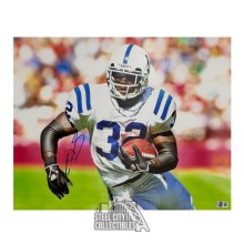 Edgerrin James Autographed Indianapolis Colts 16x20 Football Photo - BAS