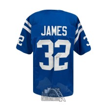 Edgerrin James Autographed Indianapolis Custom Blue Football Jersey - BAS