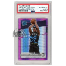 Anthony Edwards 2020-21 Panini Donruss Optic Rated Rookie Hyper Pink Autograph Card #151 PSA/DNA (Light Blue)