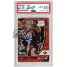 Anthony Edwards 2020-21 Panini Prizm Draft Picks Red Wave Autograph Rookie Card #41 PSA/DNA