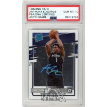 Anthony Edwards 2020-21 Panini Donruss Optic Rated Rookie Autograph Card #151 PSA/DNA 10 (Light Blue)
