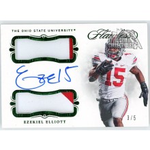 Ezekiel Elliott 2019 Panini Flawless Collegiate Emerald Dual Patch Autograph Card #14 3/5