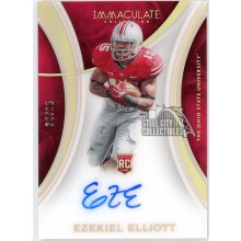 Ezekiel Elliott 2016 Panini Immaculate Collegiate Rookie Autograph Card #105 24/25 (Back Damage)