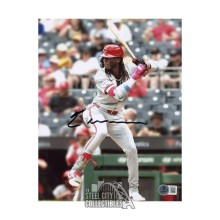 Elly De La Cruz Autographed Cincinnati 8x10 Baseball Photo - BAS (Gray Jersey)