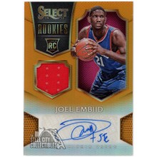 Joel Embiid 2014-15 Panini Select Orange Rookie Patch Autograph Card #3 29/60