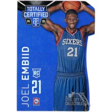 Joel Embiid 2014-15 Panini Totally Certified Mirror Platinum Blue Die-Cut Rookie Card #143 54/74
