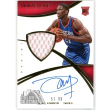 Joel Embiid 2014-15 Panini Immaculate Rookie Patch Auto Card 57/99 (Edge Wear)