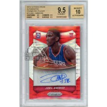 Joel Embiid 2014-15 Panini Prizm Red Pulsar Rookie Autograph Card #79 20/99 BGS 9.5
