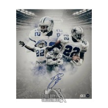 Emmitt Smith Autographed Dallas 16x20 Football Photo - BAS (Collage)
