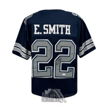 Emmitt Smith Autographed Dallas Custom Navy Football Jersey - JSA (Gray Numbers)