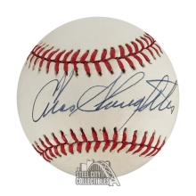 Enos Slaughter Autographed Official Bobby Brown AL Baseball- JSA COA N34990