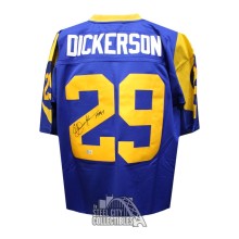 Eric Dickerson Autographed St Louis Mitchell & Ness Blue Football Jersey (L) - BAS