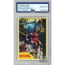Julius Erving 1981 Topps Super Action Autograph Card #104 PSA/DNA 10