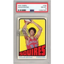 Julius Erving 1972-73 Topps Basketball Rookie Card #195 PSA 8