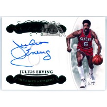 Julius Erving 2017-18 Panini Flawless Honored Numbers Emerald Autograph Card 5/5