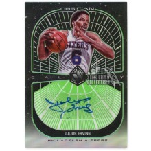 Julius Erving 2019-20 Panini Obsidian Galaxy Green Autograph Card #GA-JEV 21/25