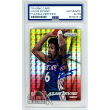 Julius Erving 2014-15 Panini Prizm Yellow & Red Autograph Card #163 PSA/DNA