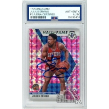 Julius Erving 2019-20 Panini Mosaic Pink Prizm Autograph Card #288 PSA/DNA