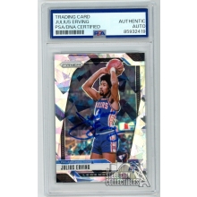 Julius Erving 2024-25 Panini Prizm Cracked Ice Autograph Card #292 PSA/DNA