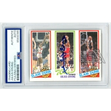 Julius Erving 1981 Topps Slam Dunk Autograph Card #258 PSA/DNA