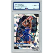 Julius Erving 2024-25 Panini Prizm Cracked Ice Autograph Card #292 PSA/DNA 10